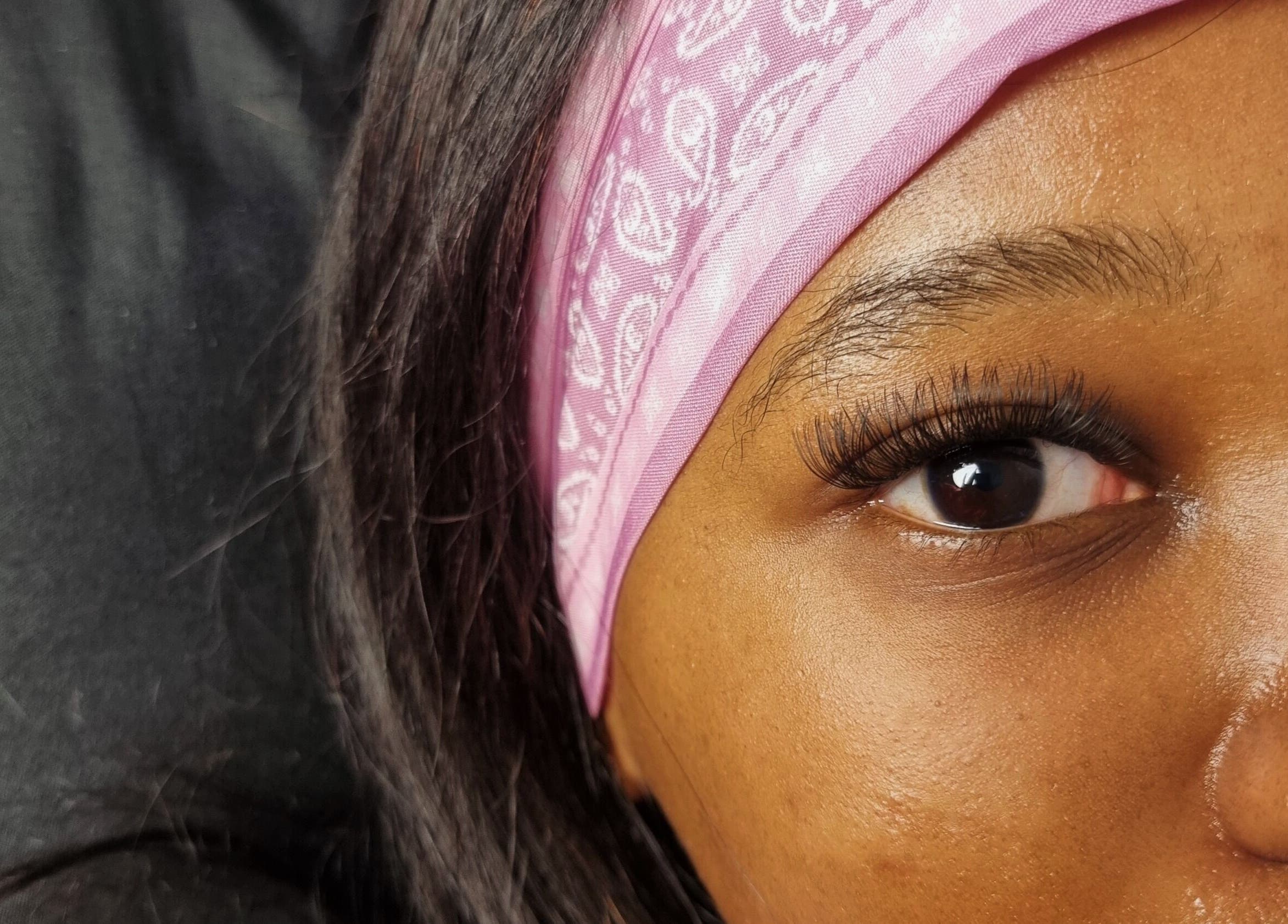 Close-up of eyelash extension at Aura Beauty, Westville, Kwazulu-natal, ZA. Perfect for enhancing eye beauty.