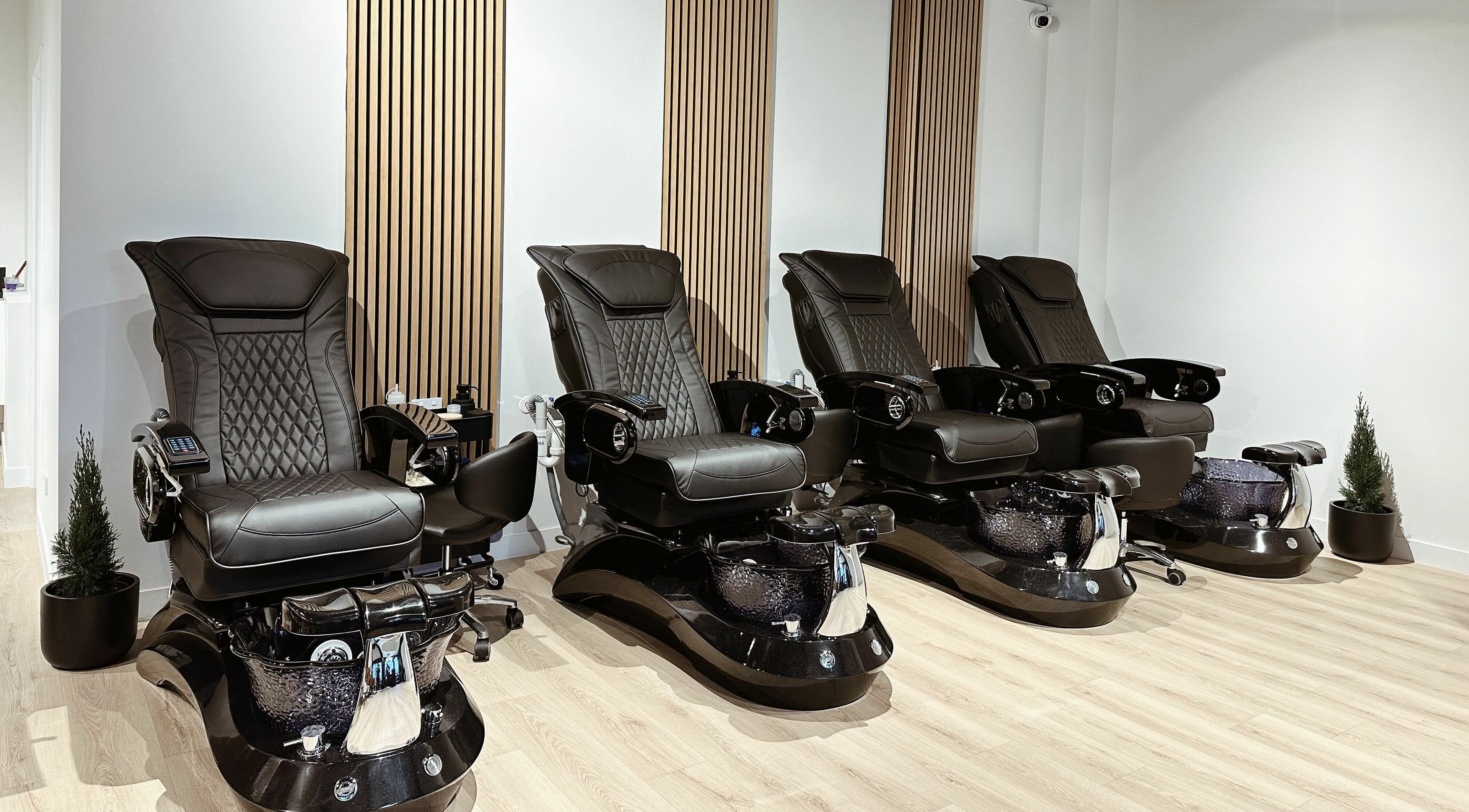 Luxurious pedicure chairs at Cosmo Nails & Beauty, Auckland, NZ offering premium nail care experience.