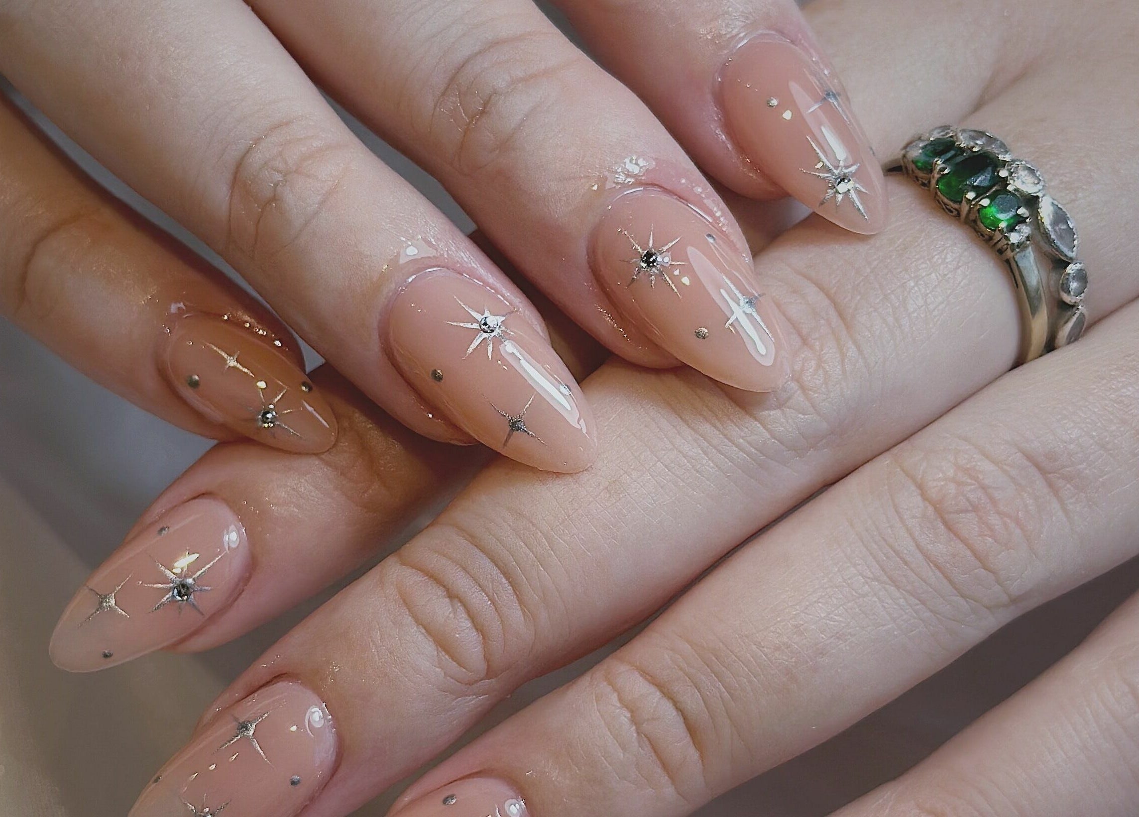 Elegant nail art with star designs at Cosmo Nails & Beauty, Auckland, Auckland, NZ.