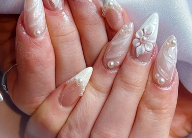 Elegant pearl nail art at Five Star Nails Mission Bay, Auckland, Auckland, NZ. Perfect for special occasions.
