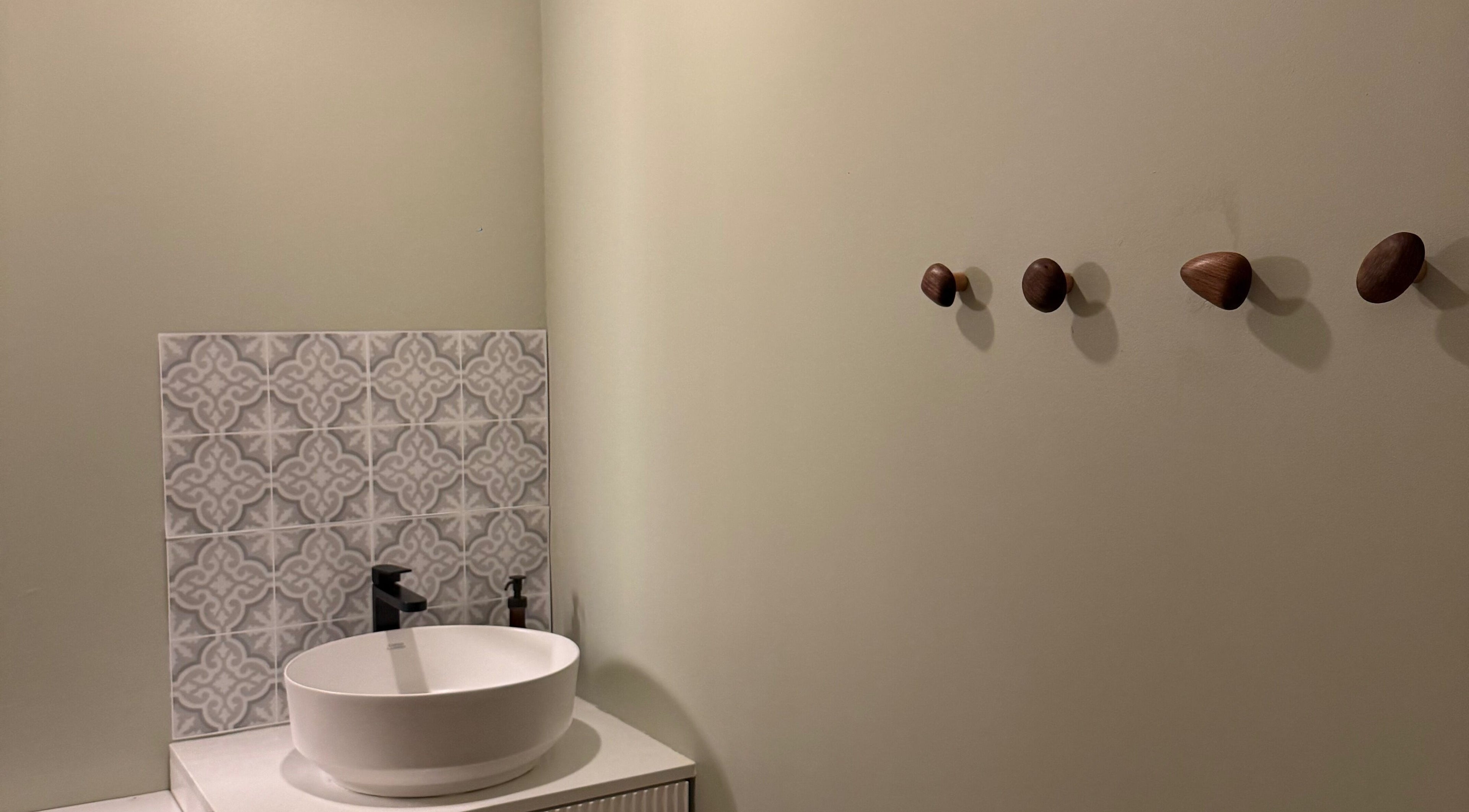 Modern sink with patterned tiles at Lift Your Soul Head Spa in Katherine South, Northern Territory, AU.