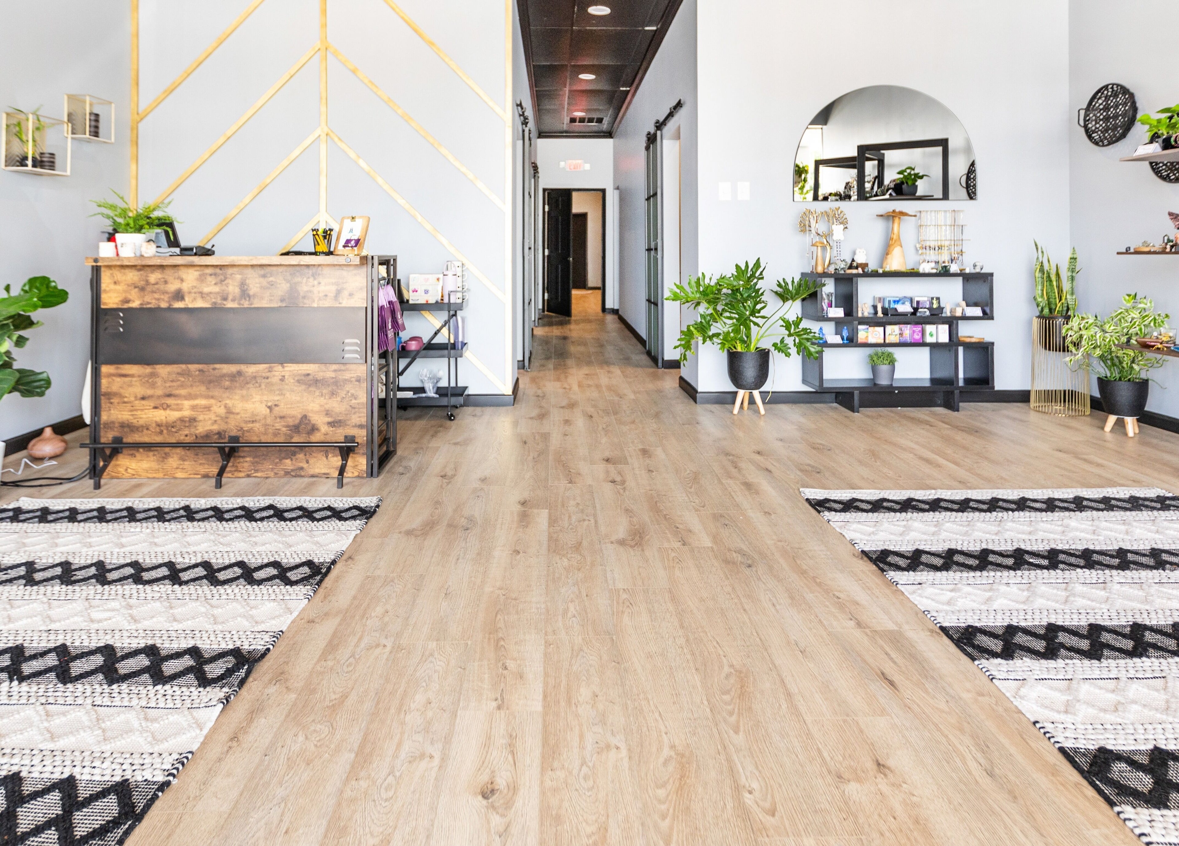 Reception area of Aura Holistic and Metaphysical Wellness in Spring, Texas, US, featuring decor and plants.