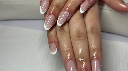 Elegant French manicure at The Hair & Beauty Hub, Bargeddie, Scotland, GB.