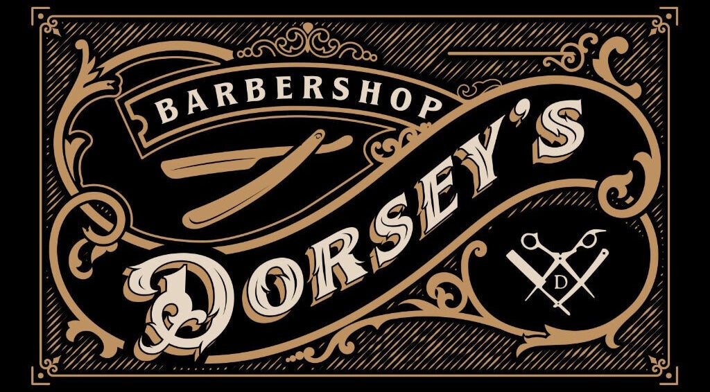 Classic logo of Dorsey's Barber Shop at Canggu in Bali, Bali, ID, featuring vintage design elements.