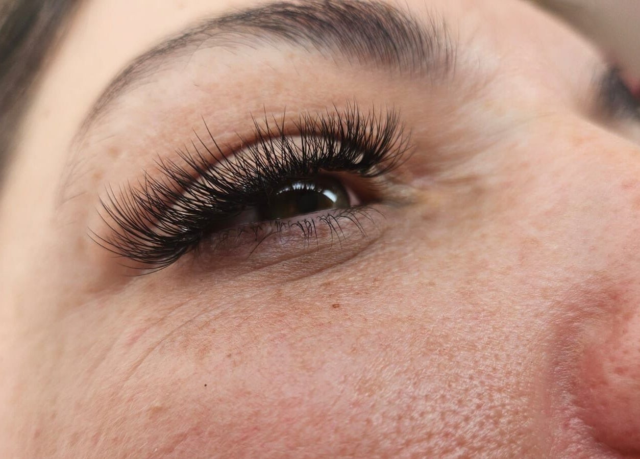 Closeup of expertly applied eyelash extensions at iLash Artistry, Benoni, Gauteng, ZA.