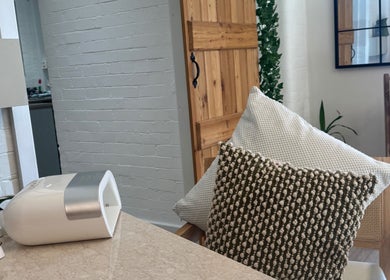 Inviting corner at Gels By Kayles, Taunton, England. Features pillows and decor highlighting relaxation.
