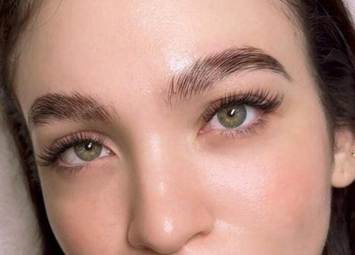 Close-up of well-groomed eyebrows and eyelashes at JM Beauty Studio, Kuala Lumpur, Wilayah Persekutuan Kuala Lumpur, MY.