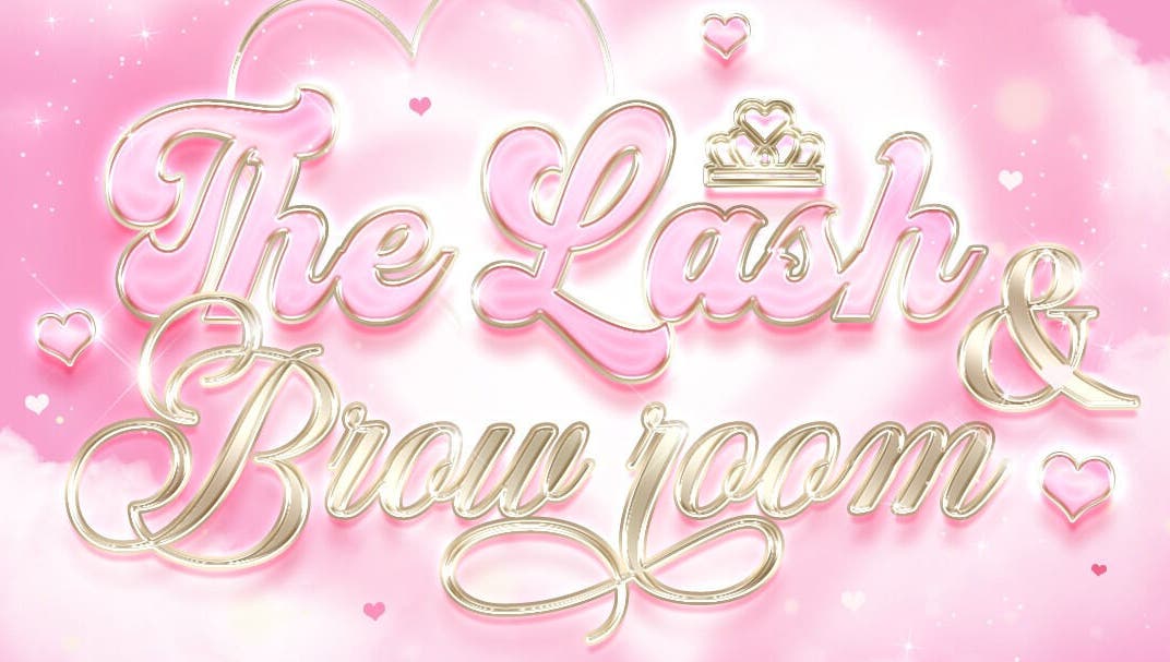 The Lash & Brow Room logo with pink and gold design, Seaham, England, GB.