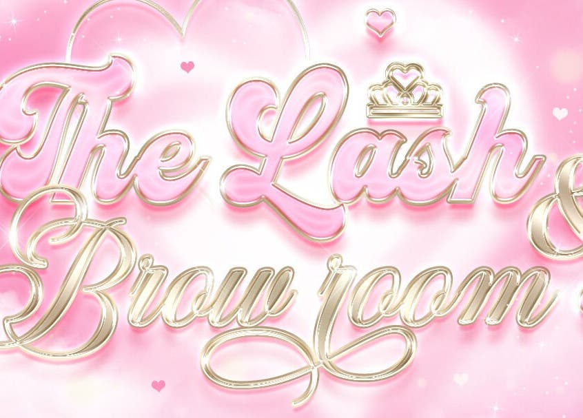 The Lash & Brow Room logo with pink and gold design, Seaham, England, GB.