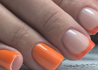 Vibrant orange nail art at AS Nail Studio Peterborough, Peterborough, England, GB showcasing creativity.