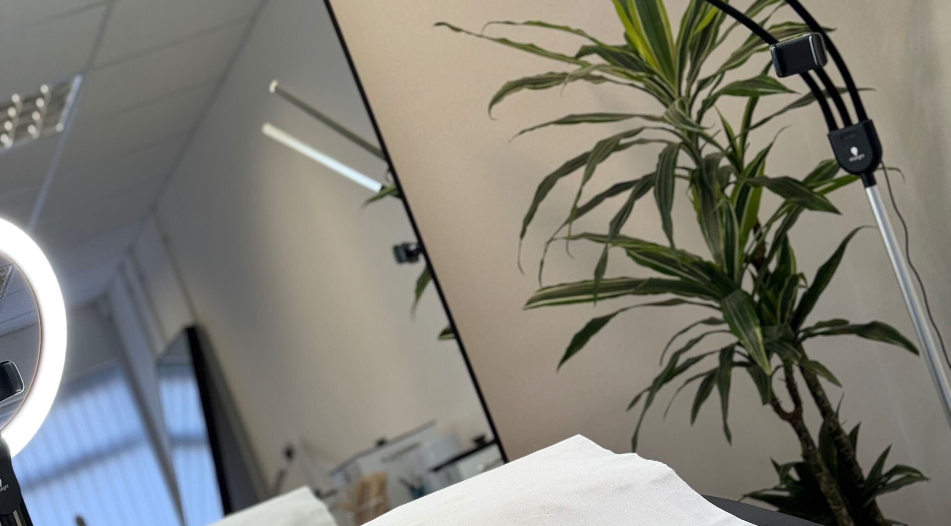 Relaxing beauty treatment room at Waxing Forbes No.2, Plymouth, England, GB with soft lighting and greenery.