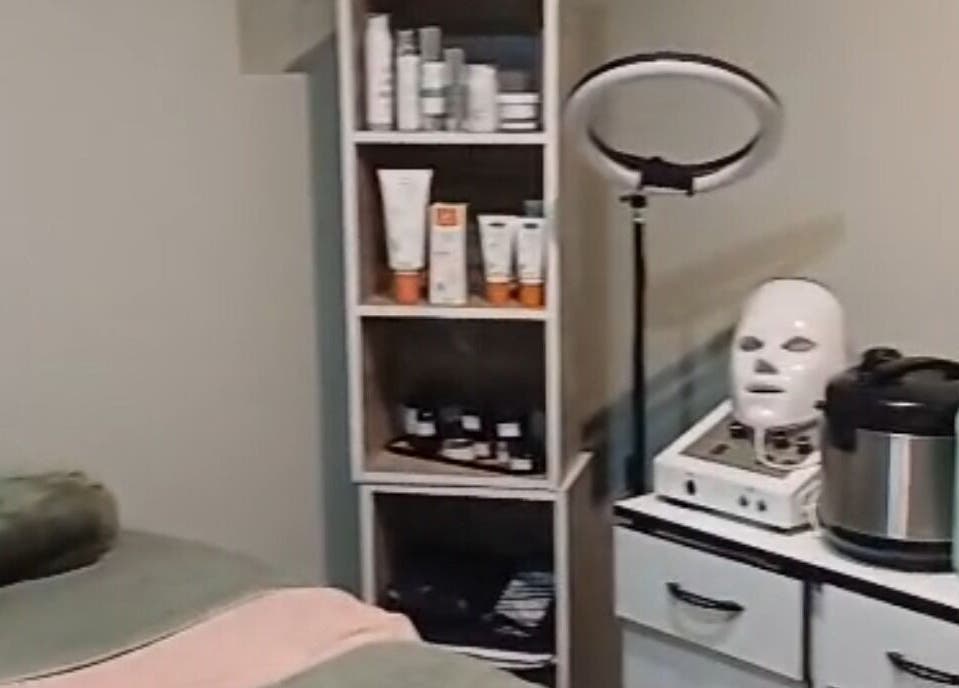 Relaxing beauty treatment room at BEAUTY WITH FAMZ, Durban, Kwazulu-natal, ZA, featuring skincare products.
