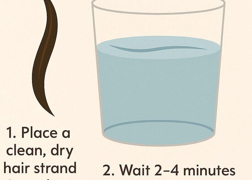 Illustration of hair float test at Vicki's Shop, Essen, Nordrhein-westfalen, DE for hair health.