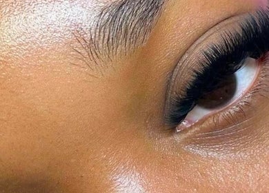 Close-up of eyelash extensions at Permanent Perfection by Lwazi, Johannesburg, Gauteng, ZA.