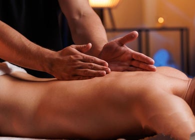 Therapist giving massage at Essential Somatic Bodyworks, West Albury, New South Wales, AU.