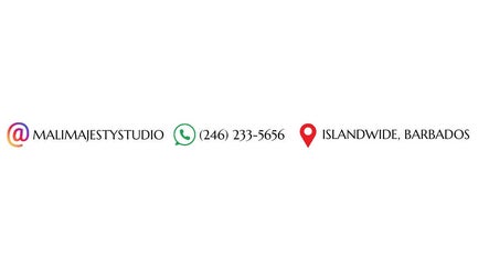 Contact details for Mali Majesty Sugaring Studio (Mobile), Bridgetown, BB with Instagram, WhatsApp, and location icons.