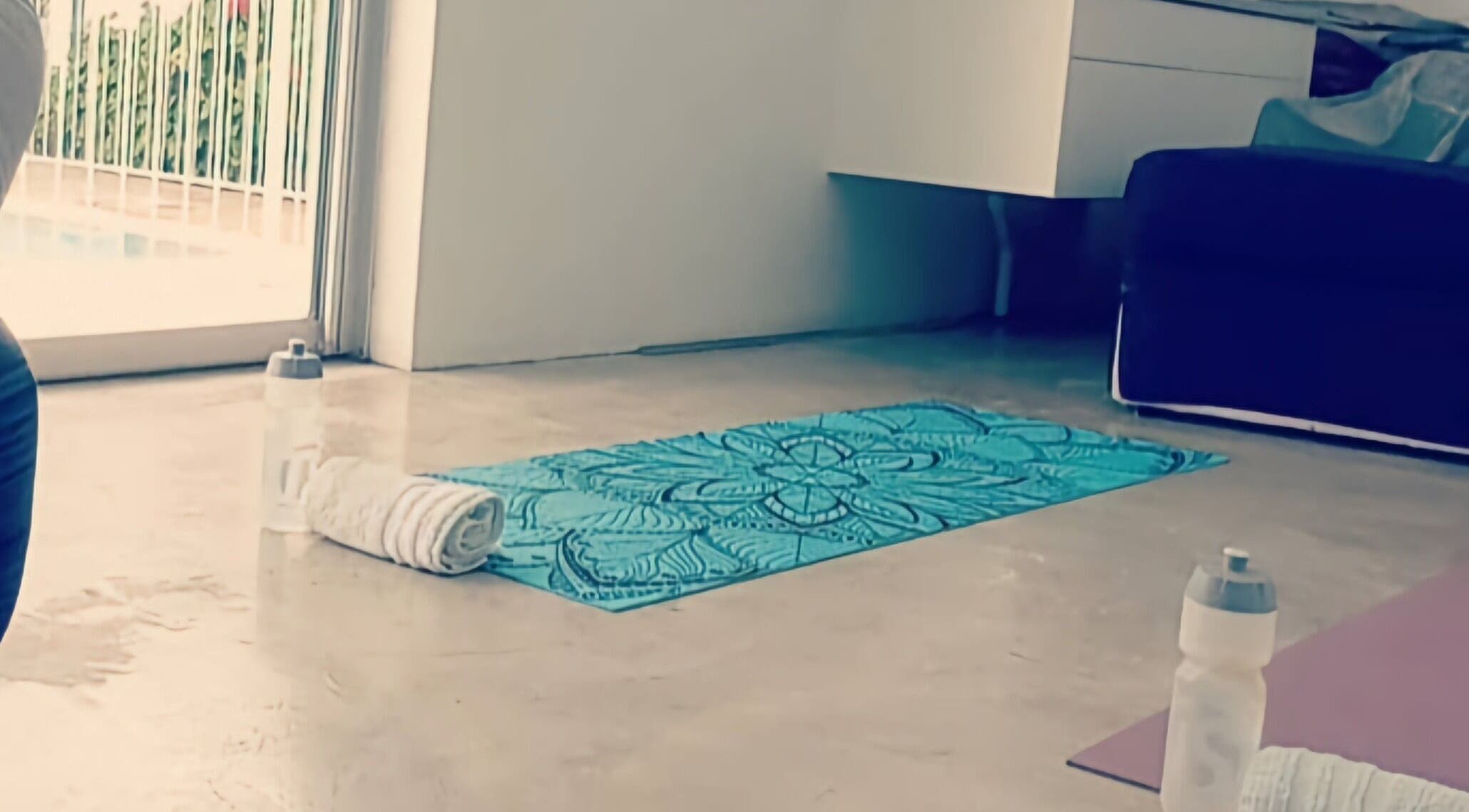 Yoga mat and towel set up at JK Personal Trainer studio, Cape Town, Western Cape, ZA, ready for a session.