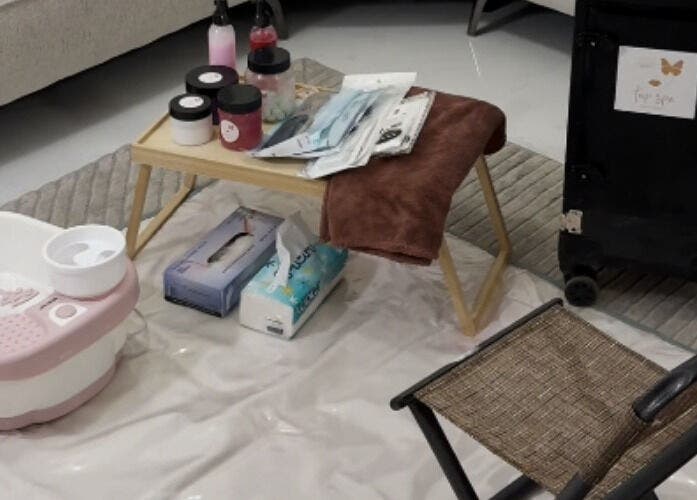 Cozy spa setup with beauty products at Top Spa Home Services توب سبا للنساء, Riyadh, Riyadh Province, SA.