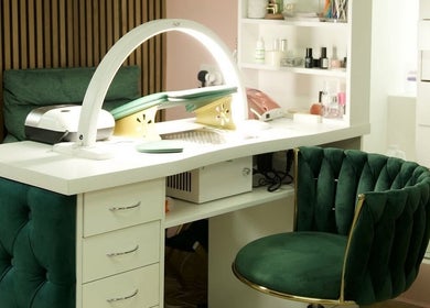 Modern nail station at Clover Beauty Studio Limited, Ennis, County Clare, IE, showcasing luxury and style.