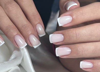 Beautiful French manicured nails at Clover Beauty Studio Limited, Ennis, County Clare, IE.