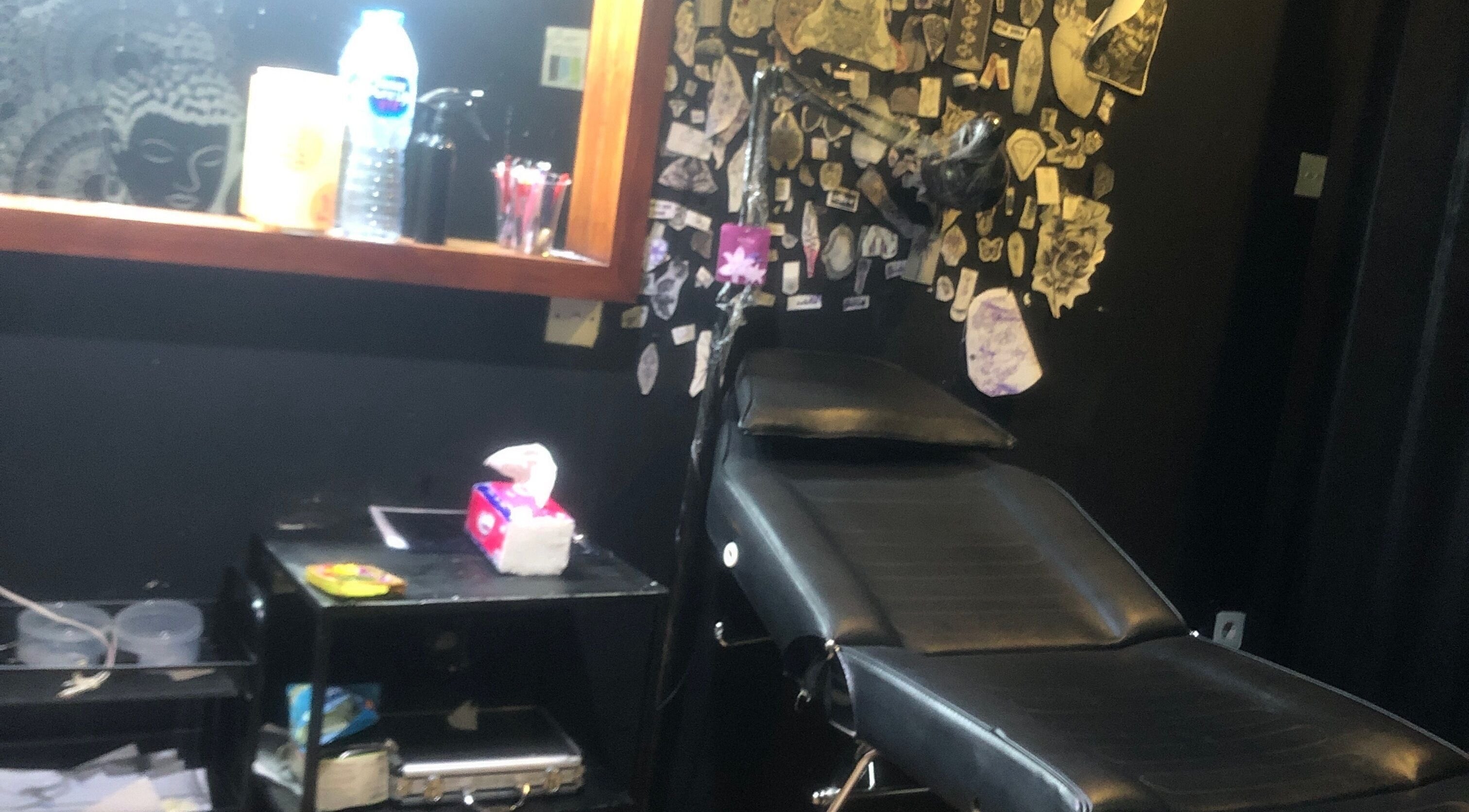 Tattoo chair in Uncle Jhon’s Barber, Tattoo, Piercing, Lashes, Bali, Bali, ID.