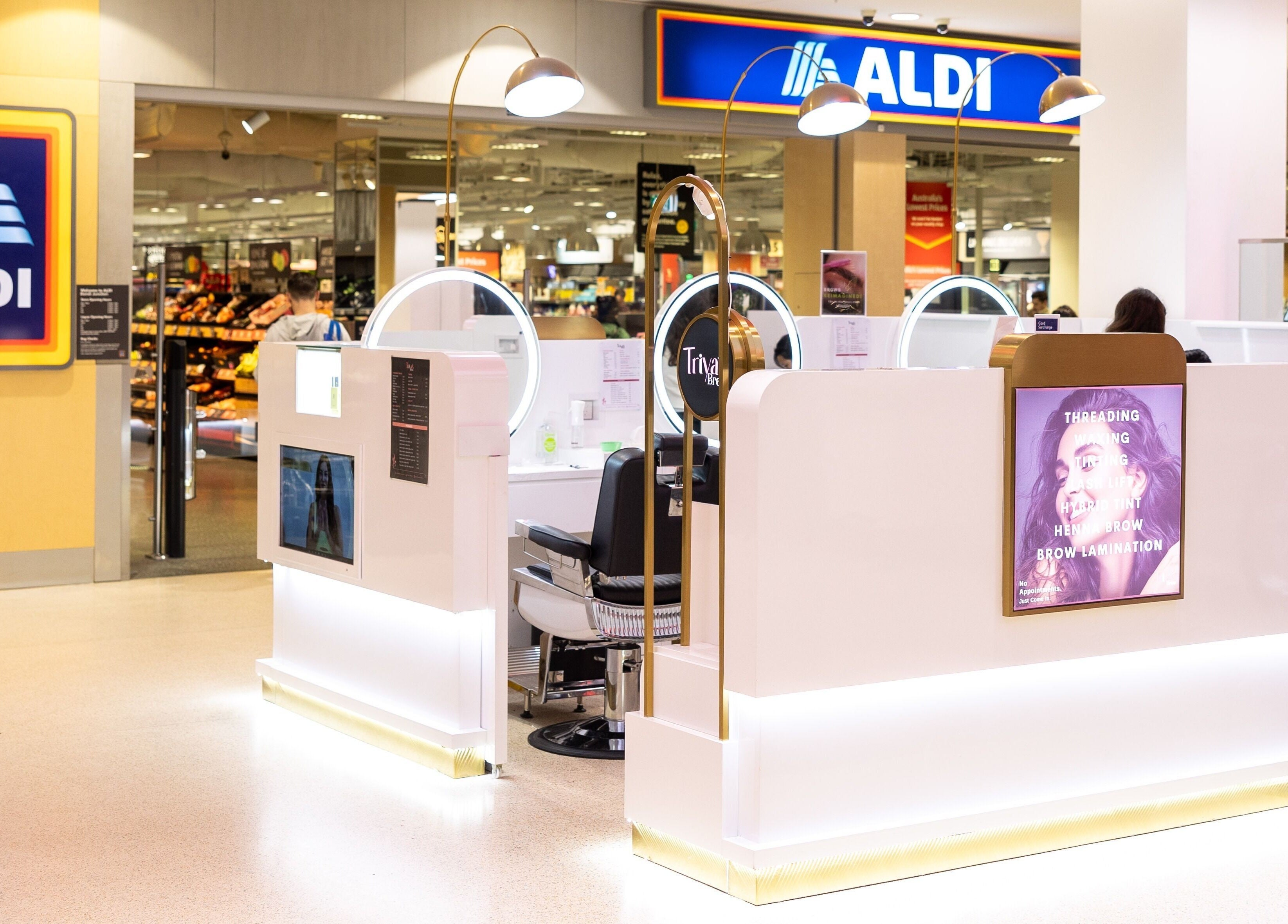 Modern beauty station at Triya's Brows & Lashes, Bondi Junction, New South Wales, AU inside a shopping center.