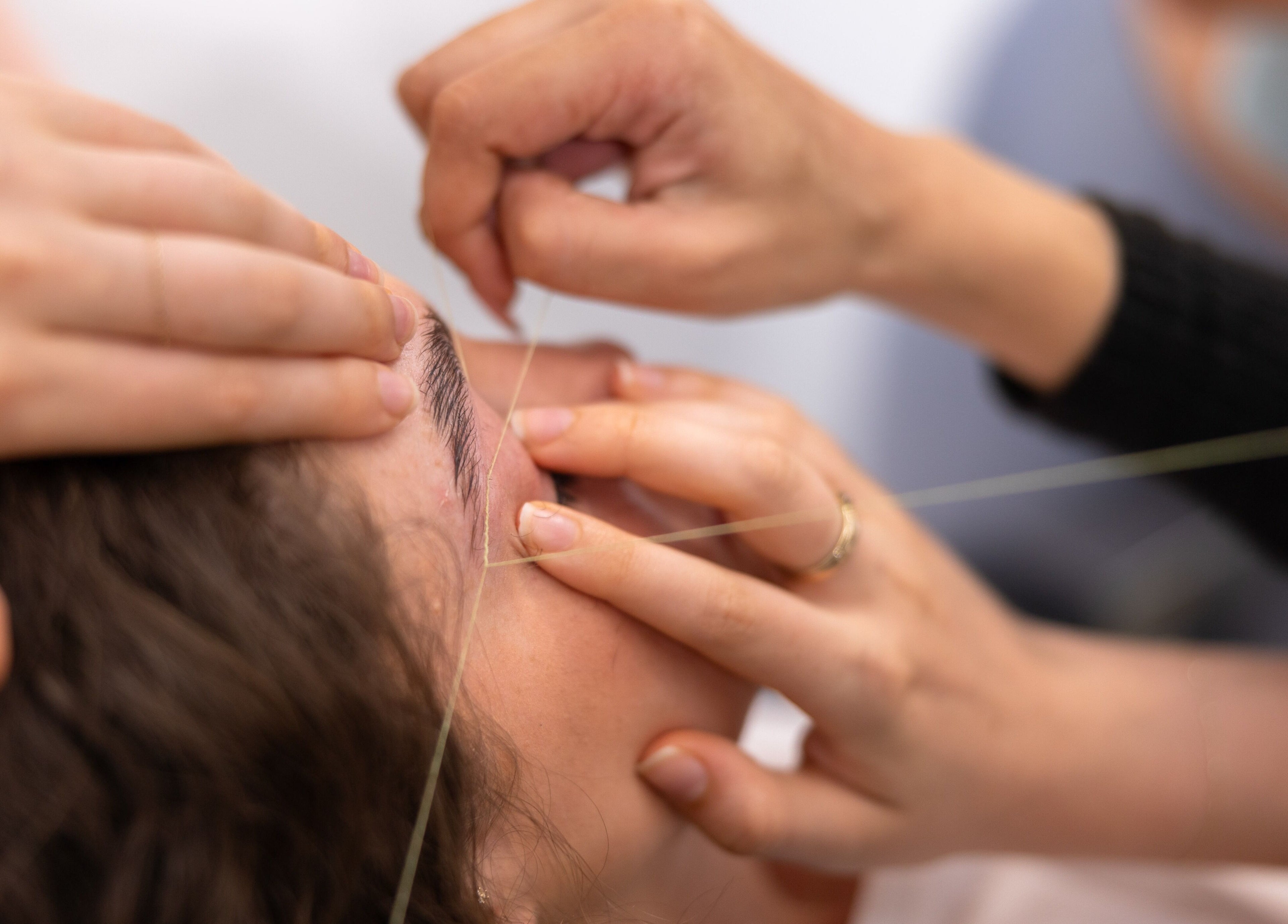 Precision eyebrow threading at Triya's Brows & Lashes, Bondi Junction, New South Wales, AU.