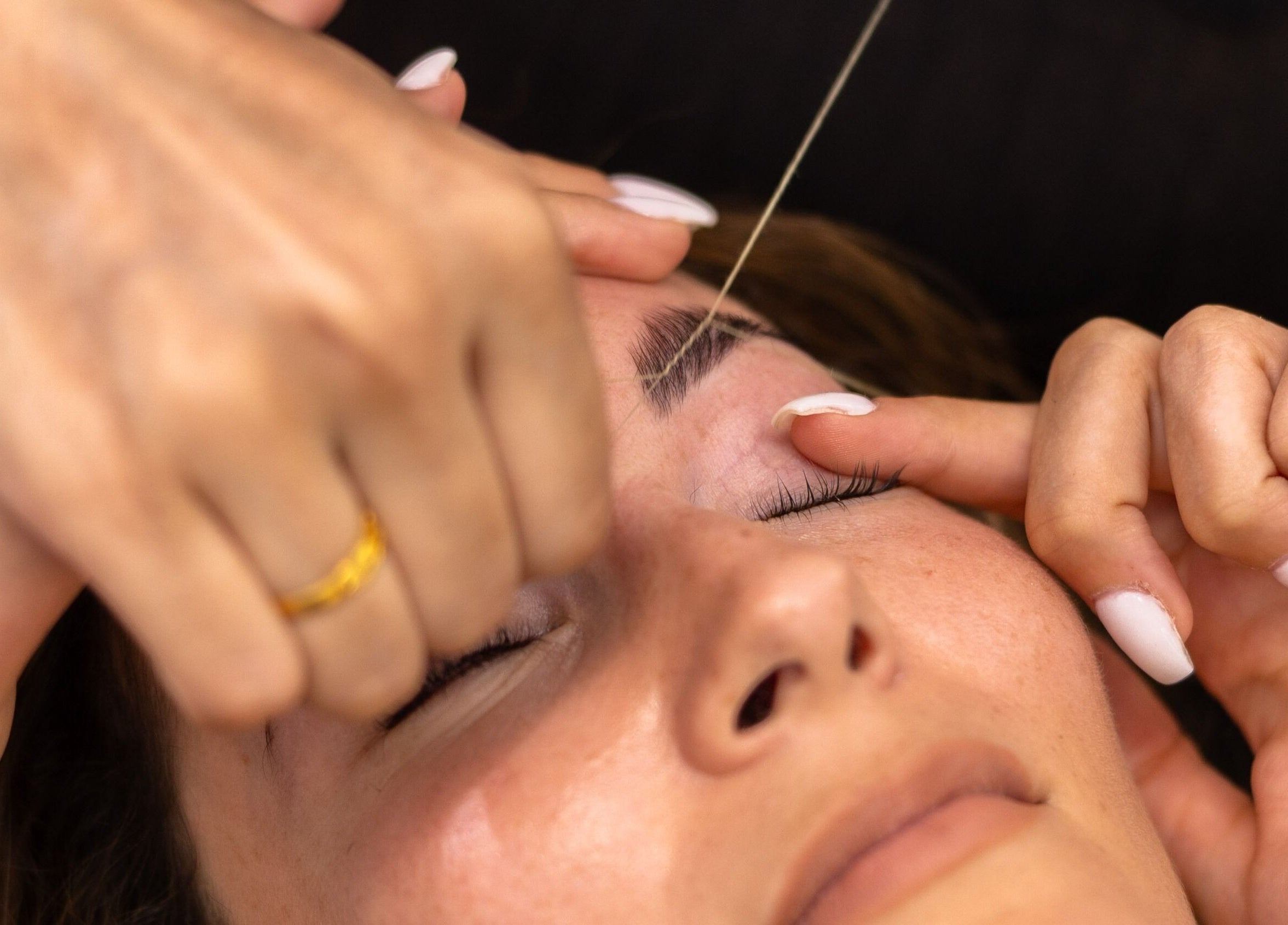 Expert eyebrow threading at Triya's Brows & Lashes, Bondi Junction, New South Wales, AU.