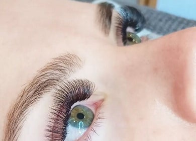Close-up of eyelash extensions at Michaela's Holistic Beauty, Victoria, Victoria, AU.