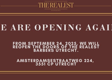 Heropening van The Realest Barbers Utrecht, Utrecht, NL in september 2025. Adres: Amsterdamsestraatweg 224.