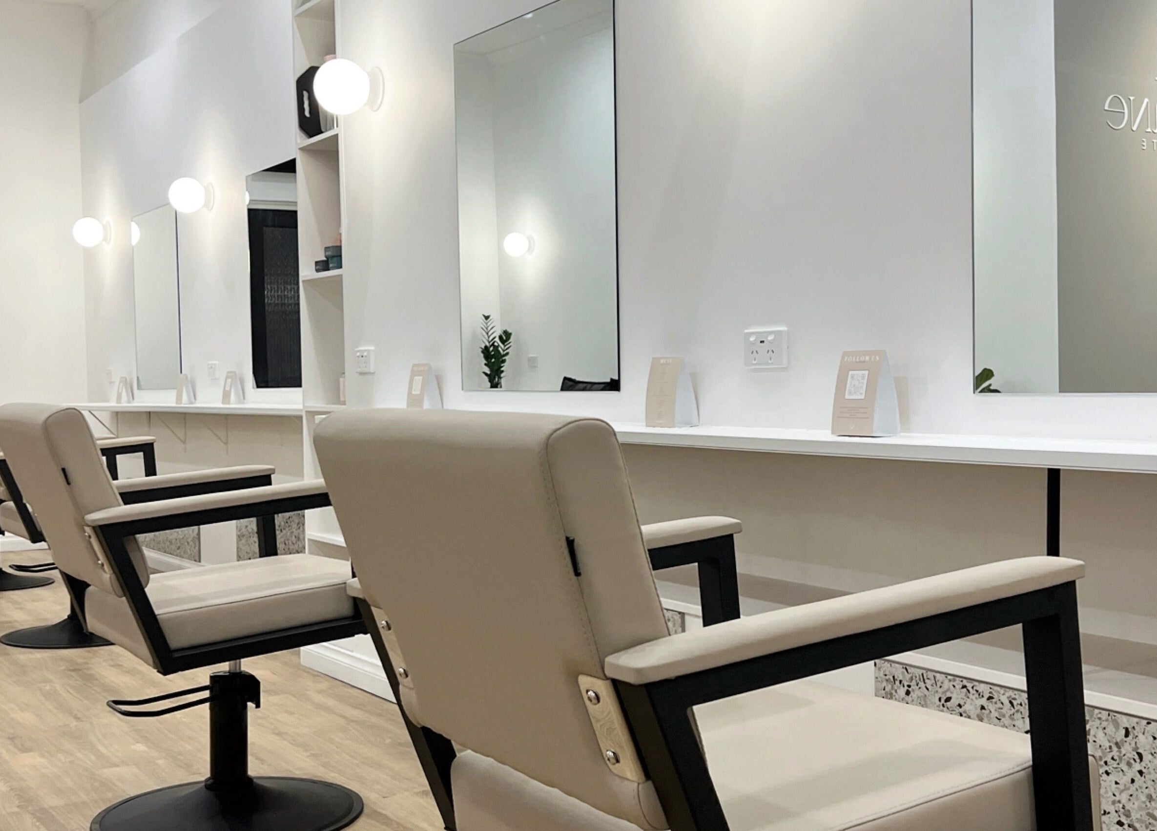Modern styling chairs and mirrors at Mane Jane Salon Suite in Ethelton, South Australia, AU.