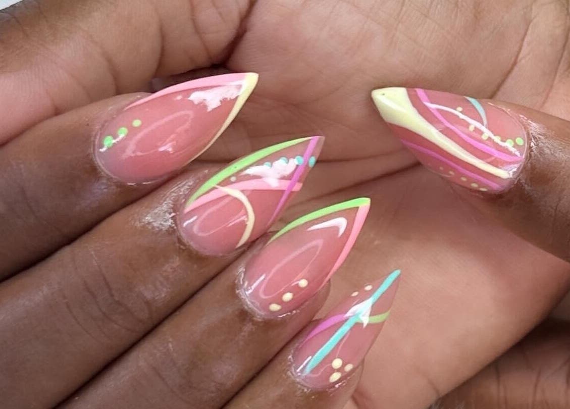 Elegant nail art design at Zuriah Nails & Cosmetics, Oistins, Christ Church, BB.