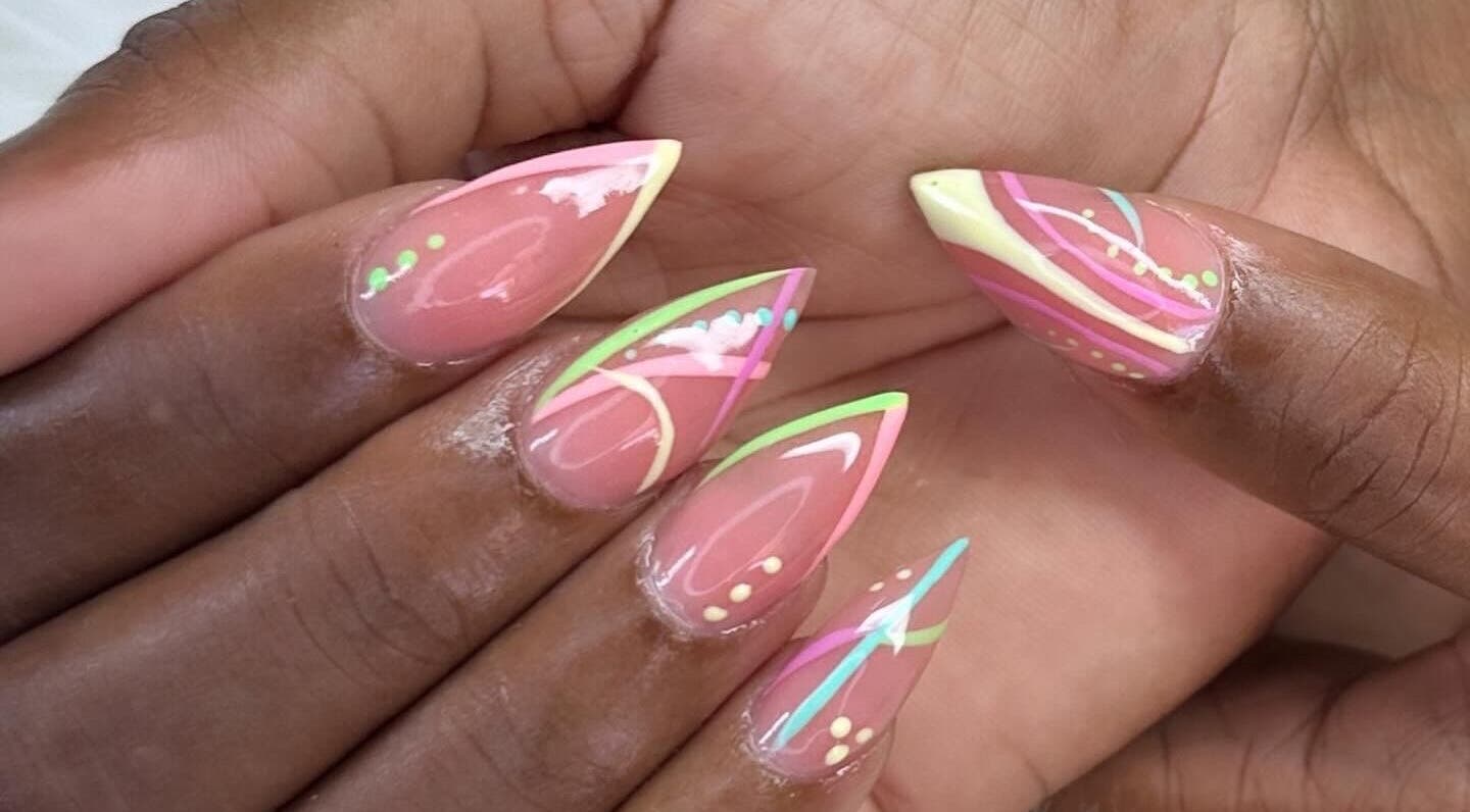 Elegant nail art design at Zuriah Nails & Cosmetics, Oistins, Christ Church, BB.