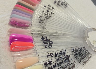 Colorful nail polish samples at X Nails and Beauty, Ballito, Kwazulu-natal, ZA.
