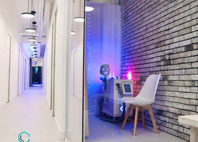 Modern hallway at LondonCryo Belgravia featuring sleek design in London, England, GB.