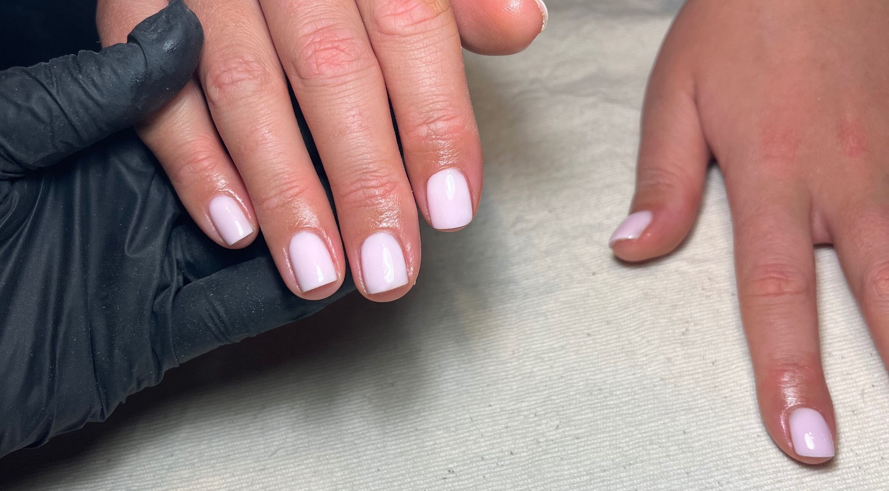 Manicure at Polished by Megan, Ashington, England, GB showcasing flawless light pink nails.