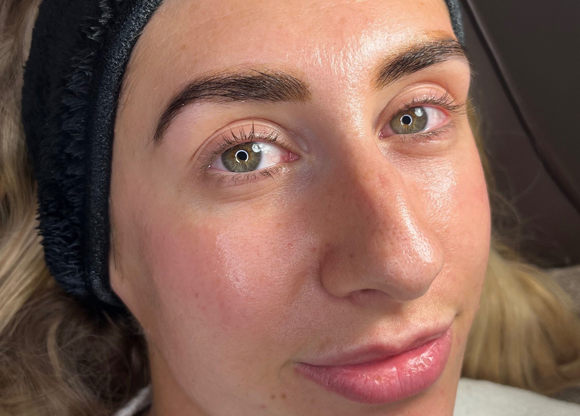 Close-up of a client with flawless skin at Polished by Megan, Ashington, England, GB.