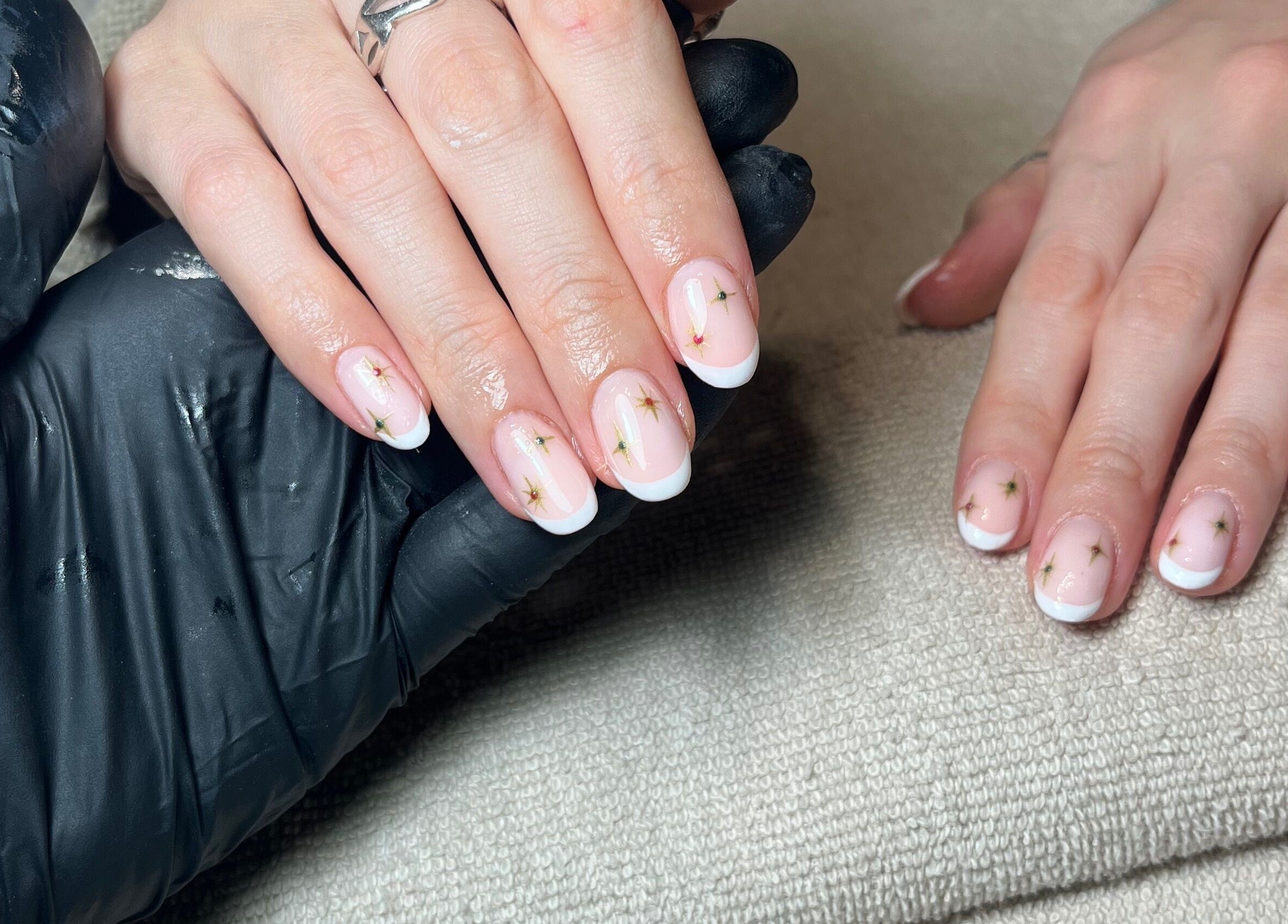 Elegant star-themed nail art at Polished by Megan, Ashington, England, GB.