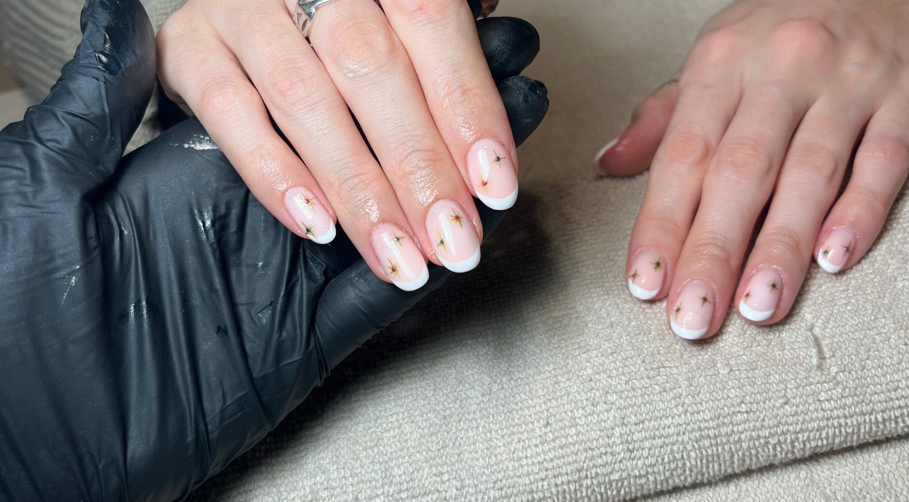 Elegant star-themed nail art at Polished by Megan, Ashington, England, GB.