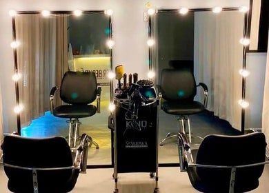 Sister Beauty Saloon's well-lit styling area with elegant chairs in Mukah, Sarawak, MY.