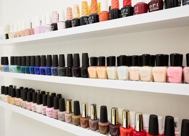 Colorful nail polish bottles on display at Parlour Box, North Bondi, New South Wales, AU.