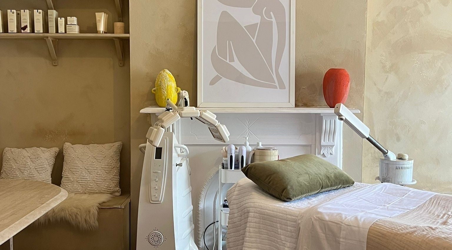 Relaxing treatment room at Parlour Box, Bondi, New South Wales, AU with cozy decor and modern equipment.