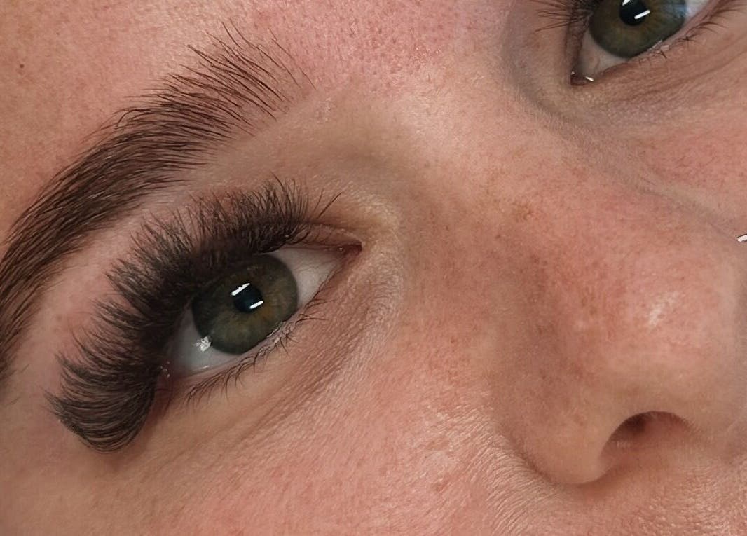 Close-up of expertly done eyelash extensions at Lash’d by Chan, Gorokan, New South Wales, AU.