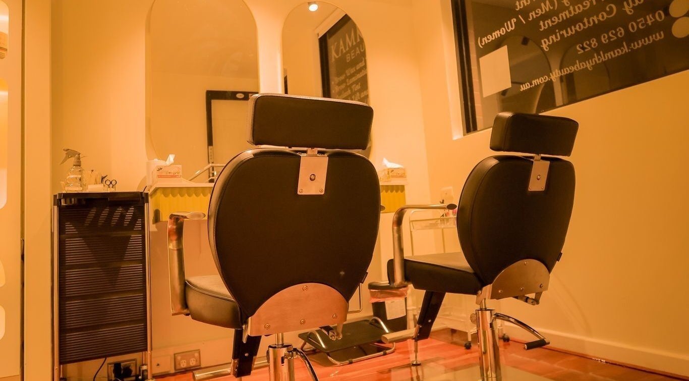 Elegant salon chairs at Kamkhya Beauty, Subiaco, Western Australia, AU offer a relaxing atmosphere.