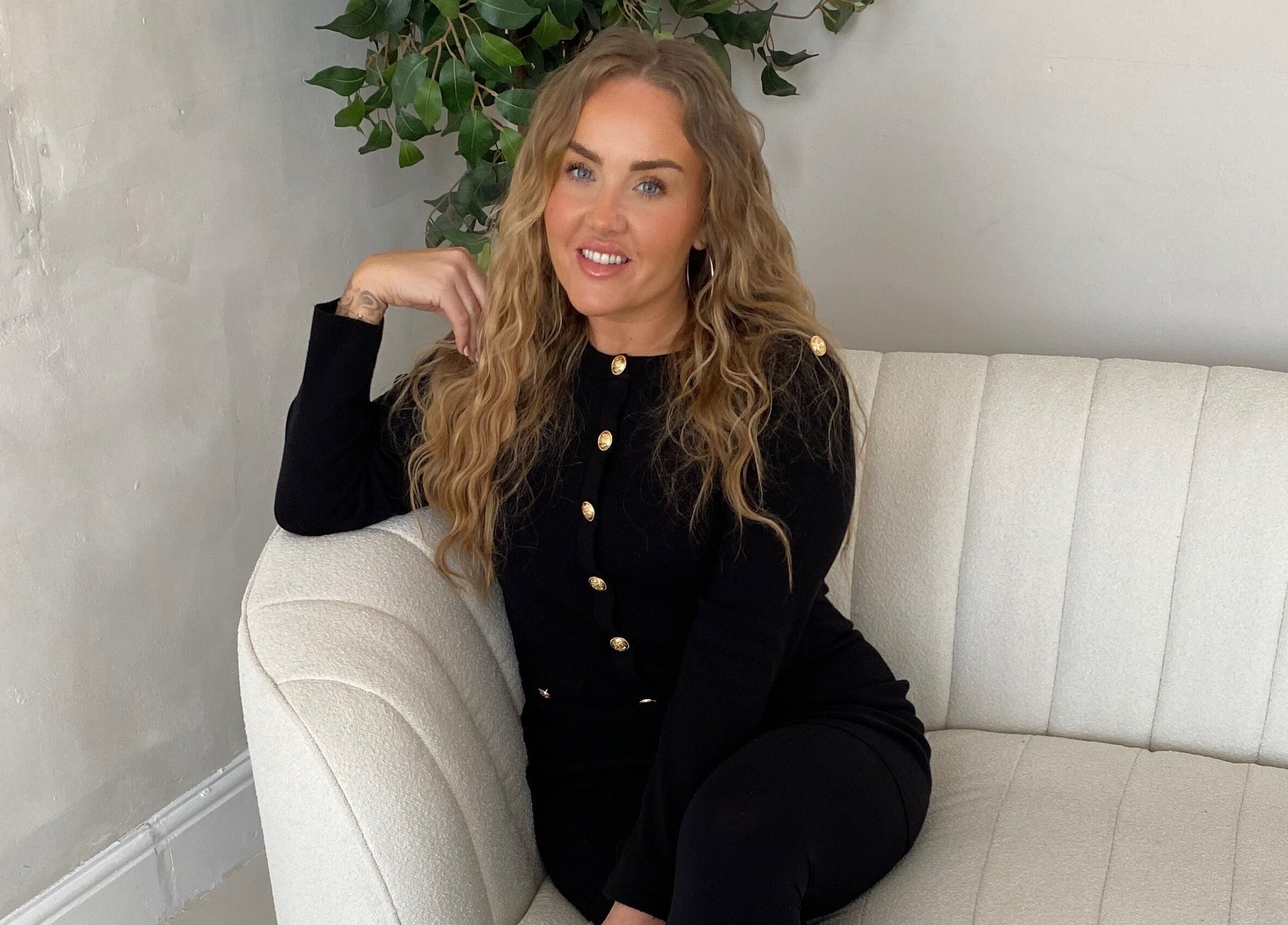 Relaxed woman on sofa at Styled By Sophie, Leeds, England, GB, showcasing elegance and style.