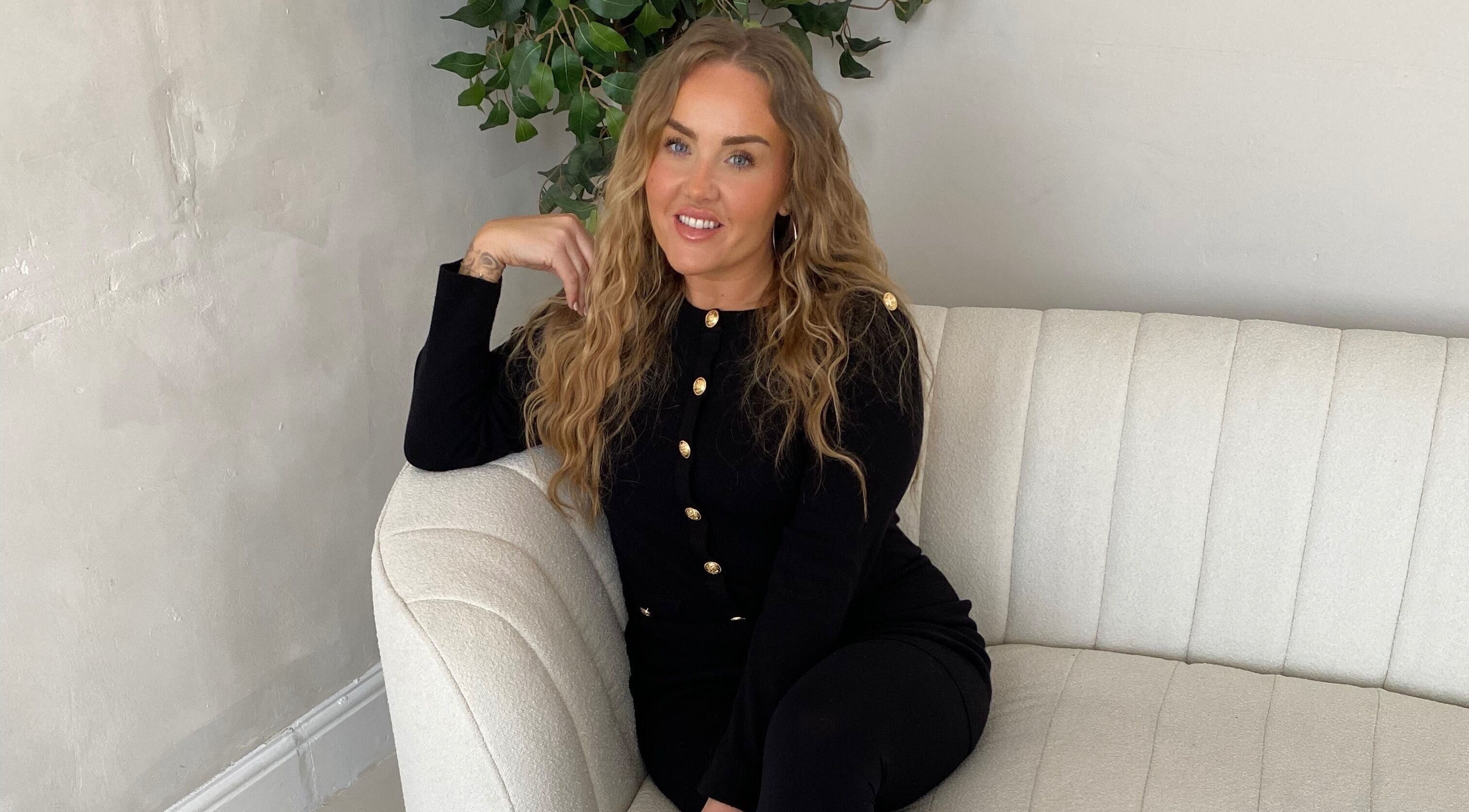 Relaxed woman on sofa at Styled By Sophie, Leeds, England, GB, showcasing elegance and style.