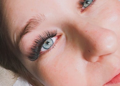 Close-up of styled lashes from Lashes Studio, San Jose, California, US.
