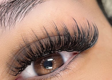 Close-up of glamorous lashes from Lashes Studio in San Jose, California, US.