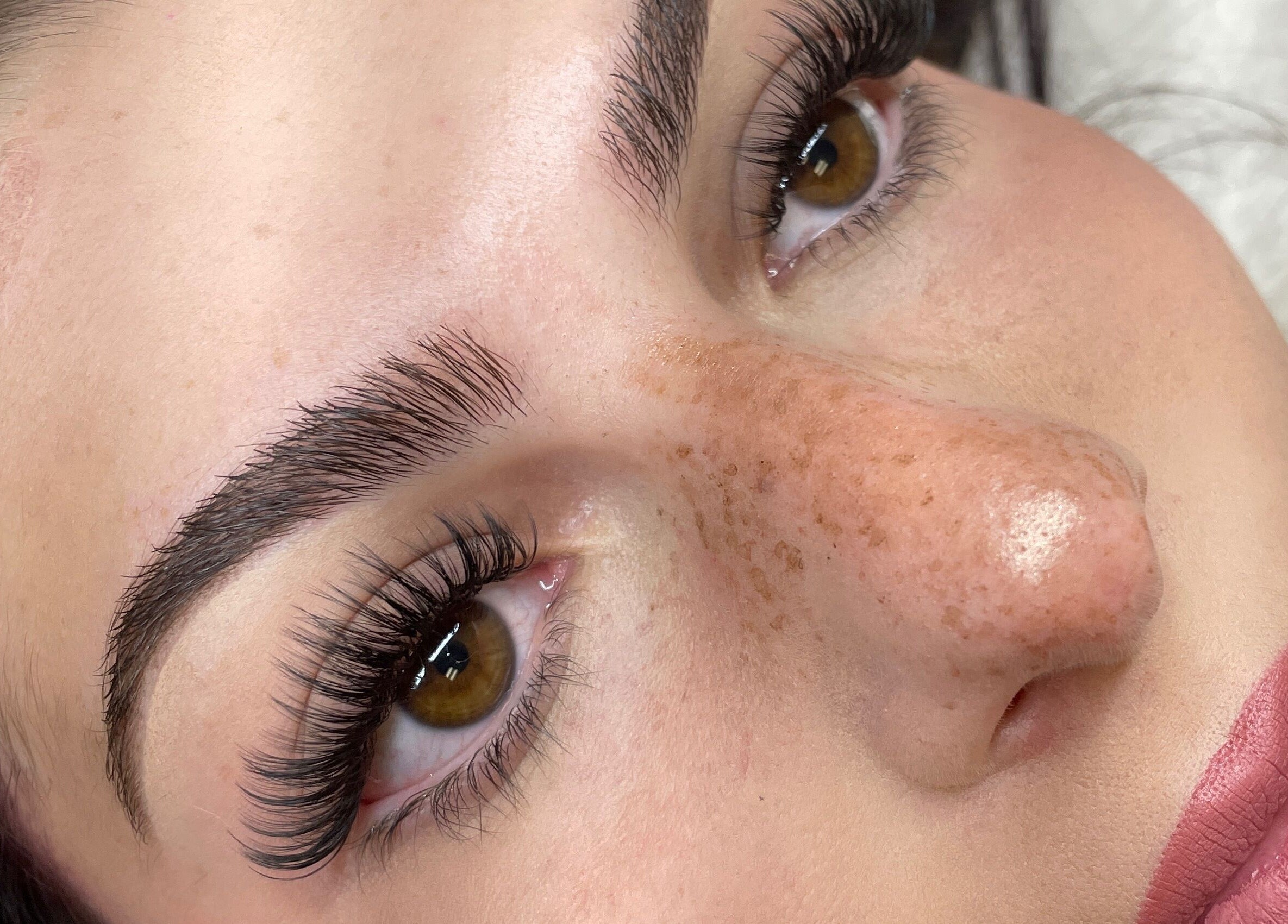 Close-up of detailed eyelash extension at Lashes Studio, San Jose, California, US.