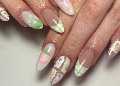 Creative floral nail art design at Ctrl Nails, Tinana, Queensland, AU showcasing detailed pastel decoration.
